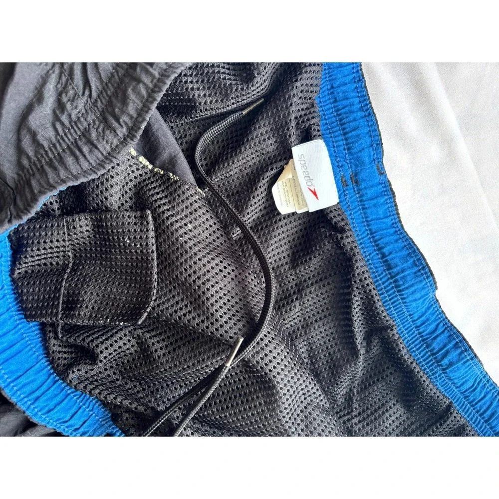 Speedo Swim Trunk Mens XL Black Nylon Logo Mesh Lined Drawstring Swim Wear Beach - Picture 4 of 8